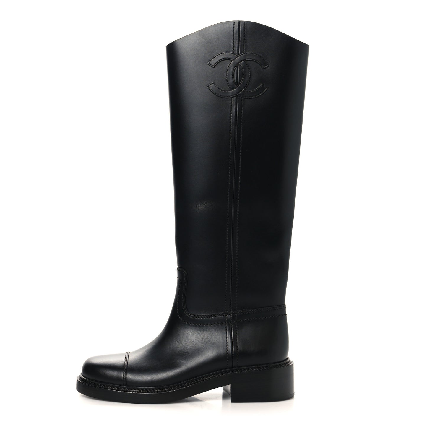 Calfskin Cap Toe CC Riding Boots 38.5 Black