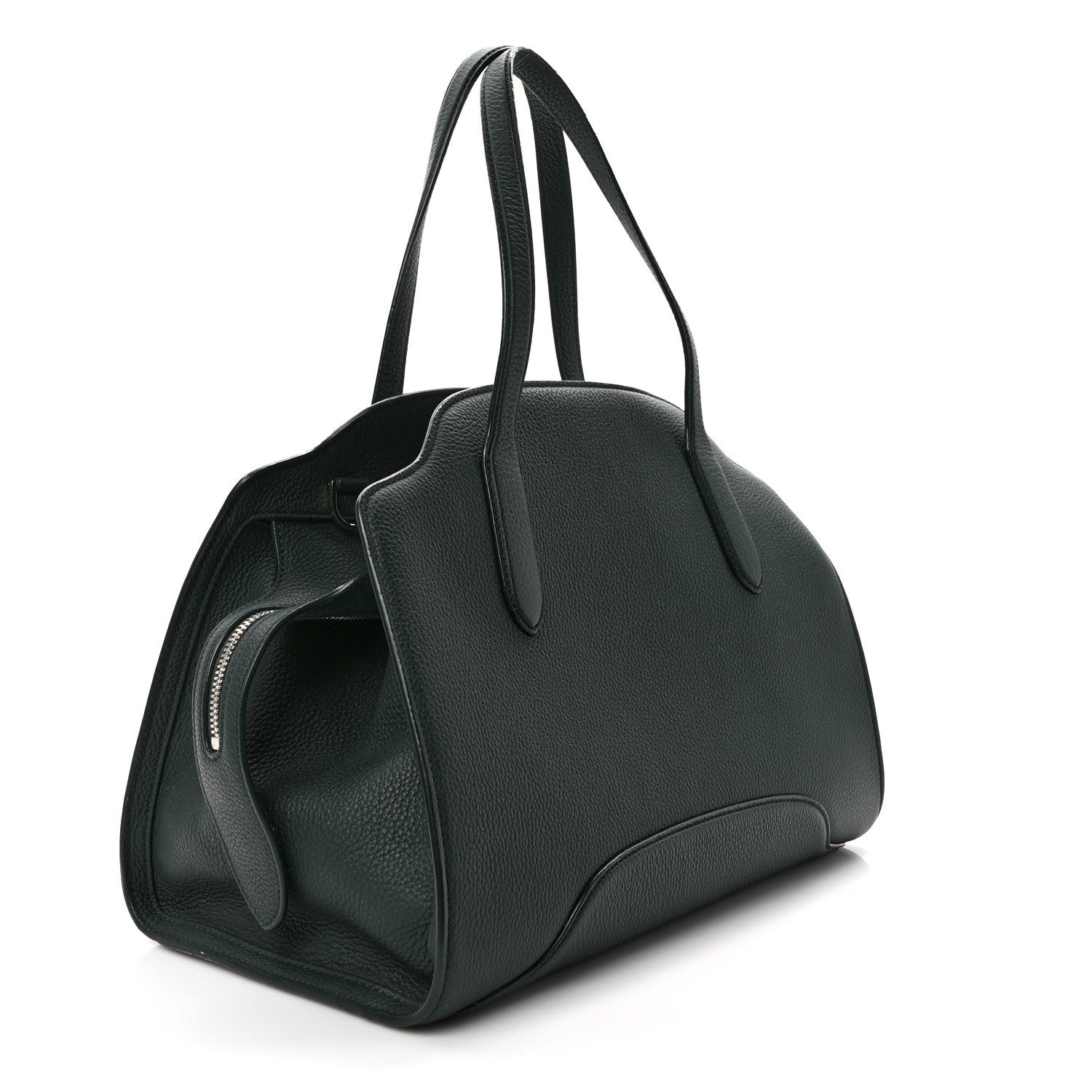 Loro Piana Grained Calfskin Medium Sesia Dark Green 4 of 10