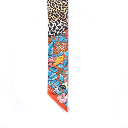 Hermes Silk Jungle Love Love Twilly Orange Bleu Brun 4 of 4