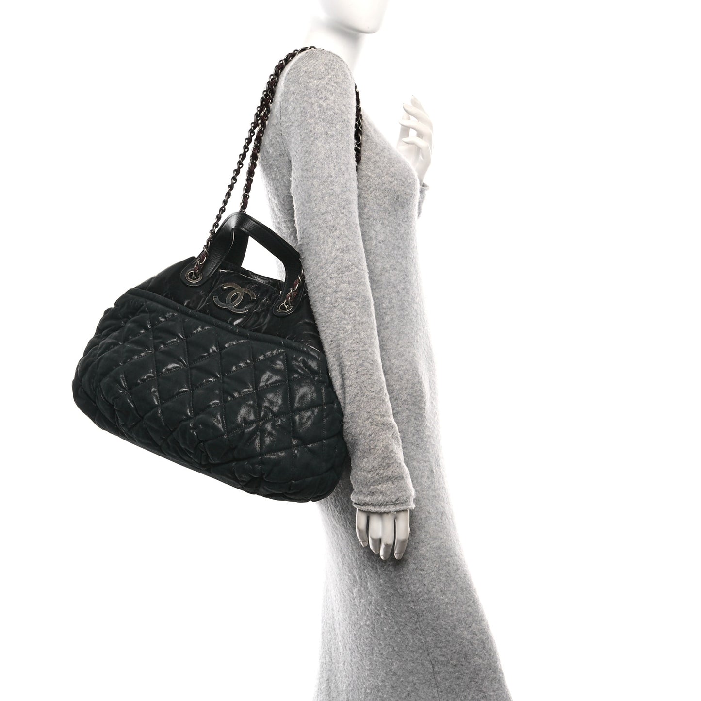 Iridescent Calfskin Small In The Mix Tote Black