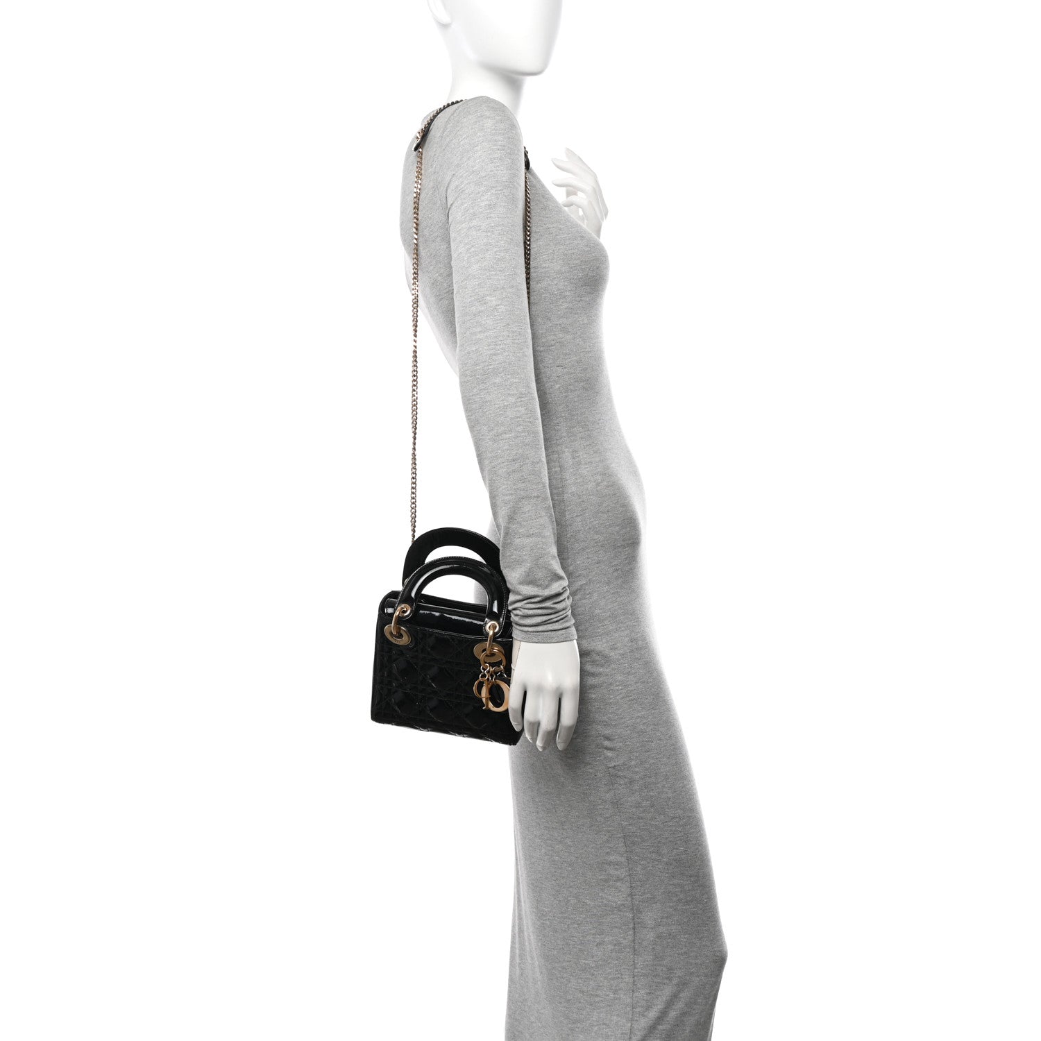 Christian Dior Patent Cannage Mini Lady Dior Black 2 of 14