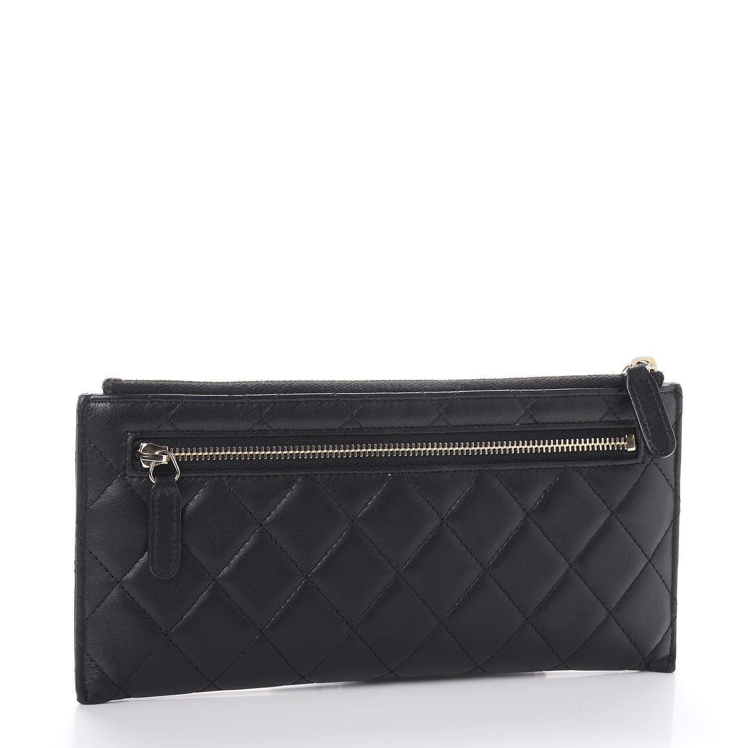 Chanel Lambskin Quilted Zip Pouch Black 3 of 10