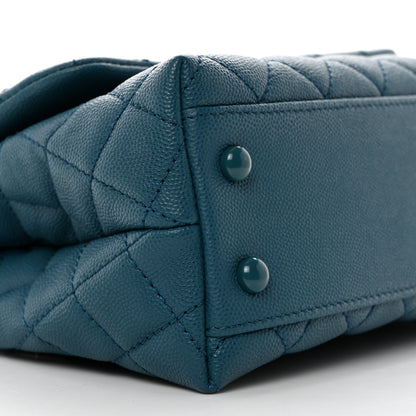 Chanel Caviar Quilted Incognito Mini Coco Handle Flap Dark Turquoise 9 of 10
