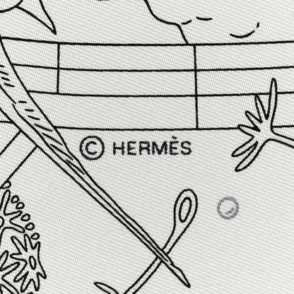 Hermes Silk Flagship Scarf 90 White Black Gris 4 of 7