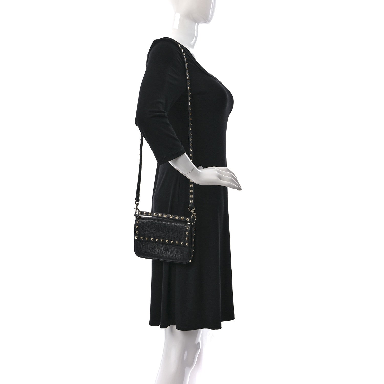 Valentino Garavani Grainy Calfskin Rockstud Crossbody Pouch Black 2 of 9