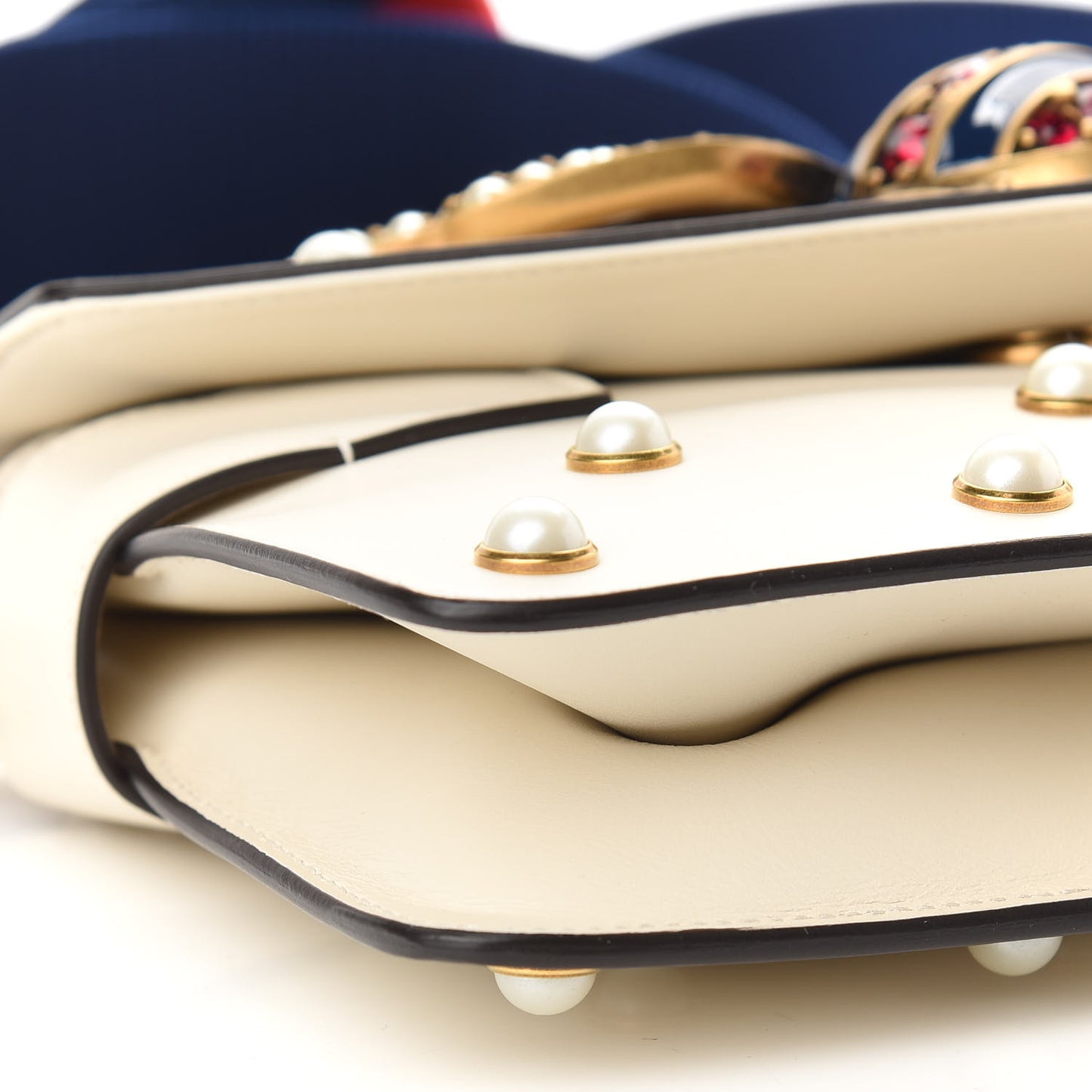 Nappa Pearl Studded Mini Queen Margaret Broadway Shoulder Bag Mystic White
