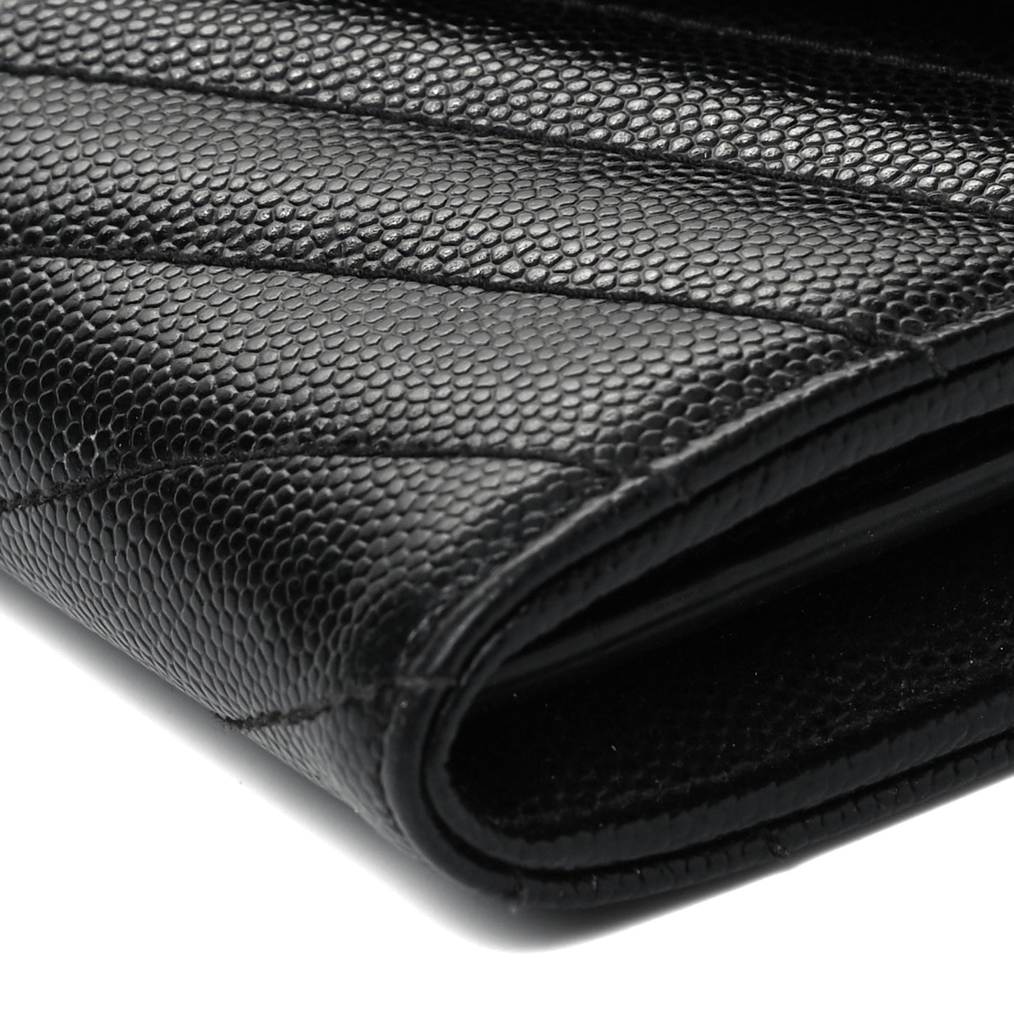 Grain De Poudre Matelasse Chevron Monogram Flap Wallet Black
