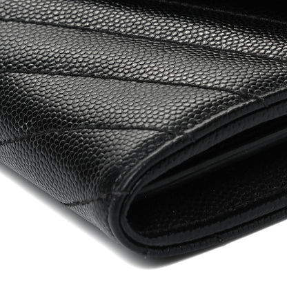 Saint Laurent Grain De Poudre Matelasse Chevron Monogram Flap Wallet Black 8 of 8