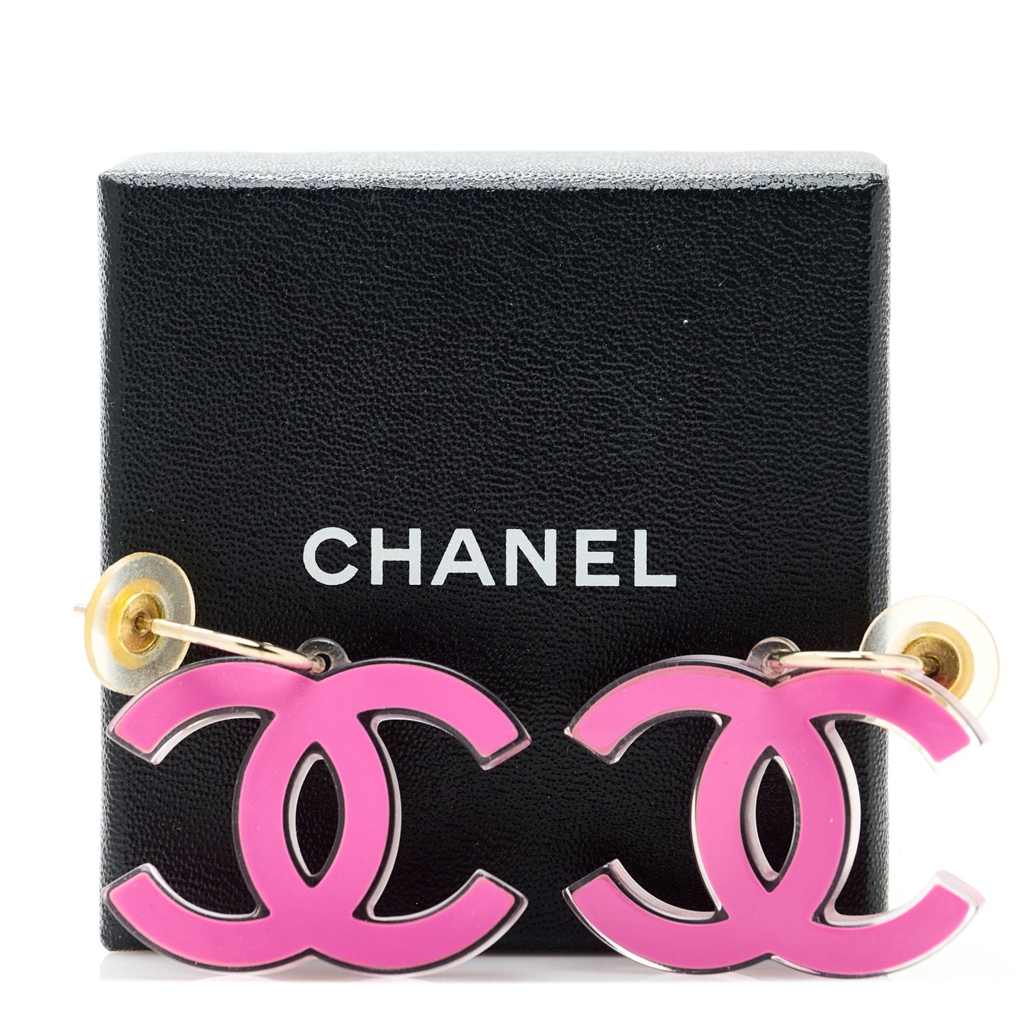 Lucite CC Drop Earrings Pink