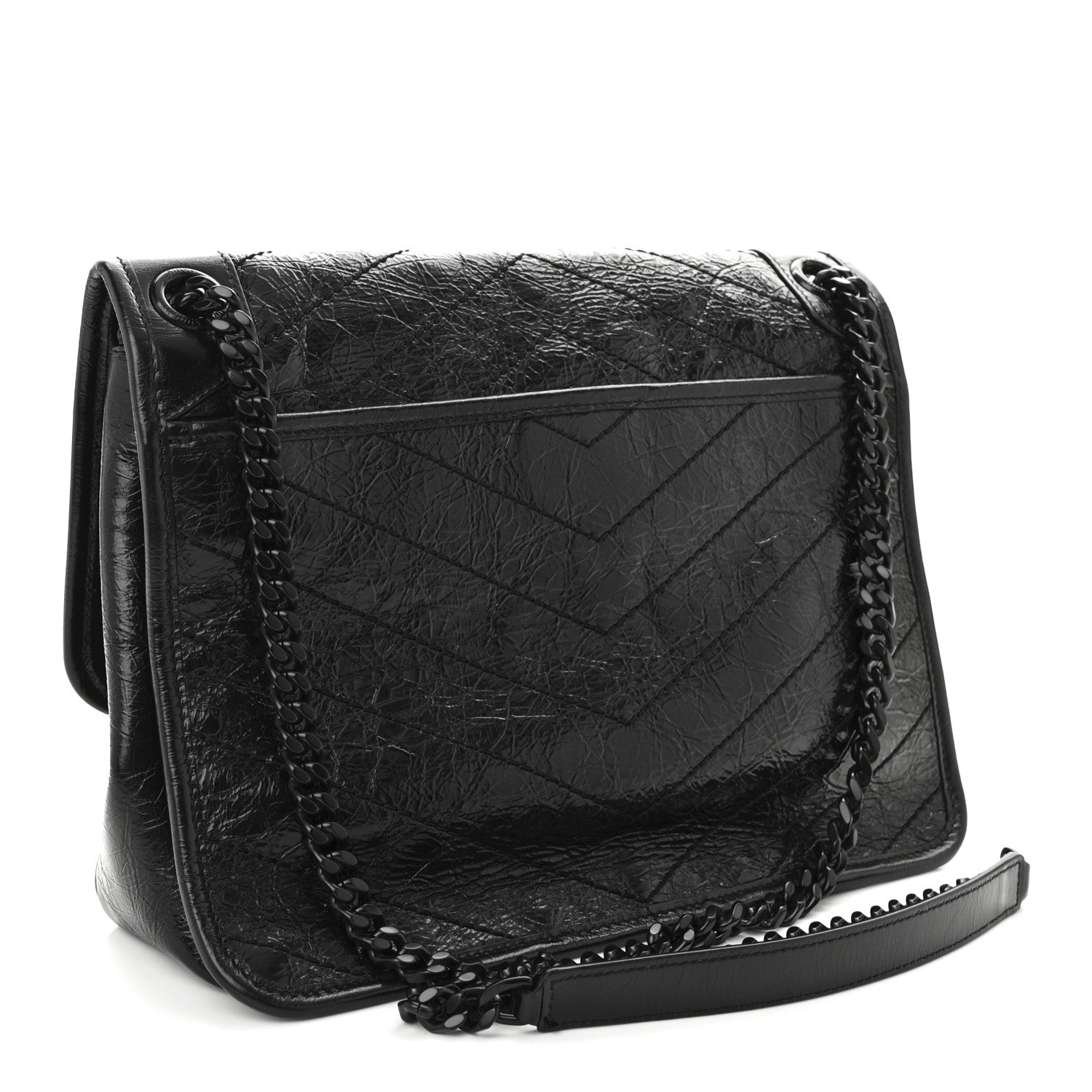 Saint Laurent Crinkled Calfskin Matelasse Monogram Medium Niki Chain Satchel Black 3 of 10