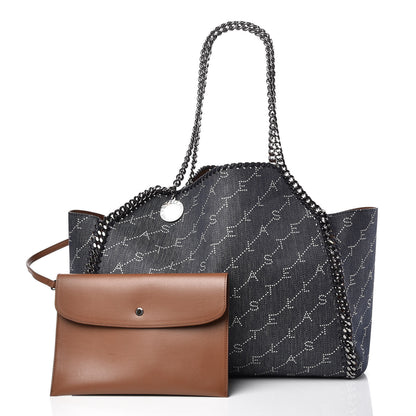 Stella McCartney Denim Alter Nappa Logo Falabella Reversible Tote Navy 3 of 8
