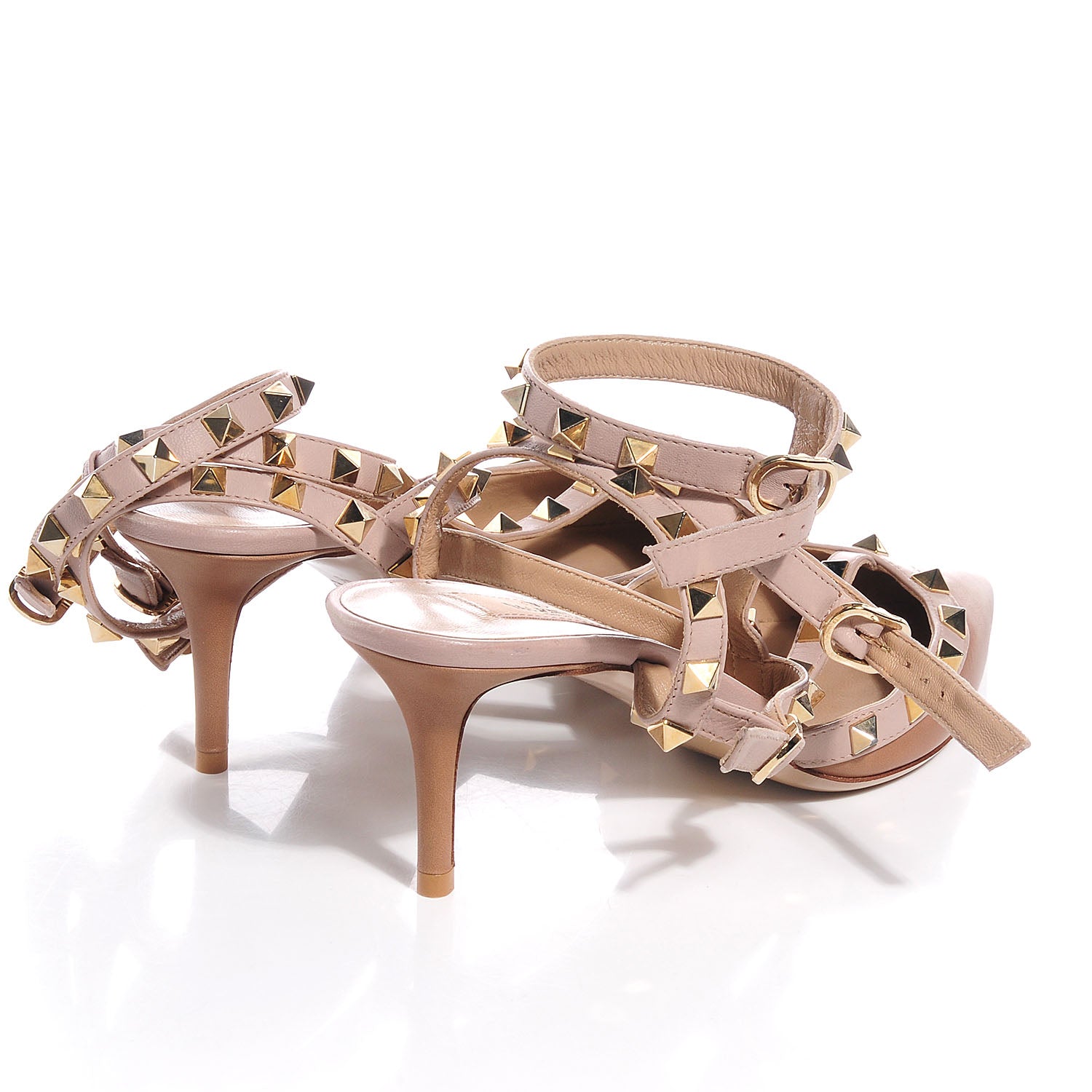 Valentino Garavani Calfskin Nappa Rockstud Ankle Strap 65mm Pumps 38 Light Cuir Poudre 4 of 7