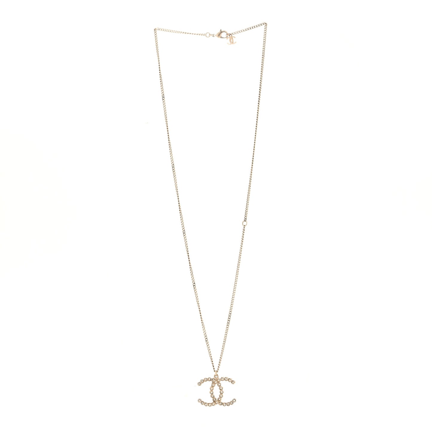 Crystal CC Pendant Necklace Gold