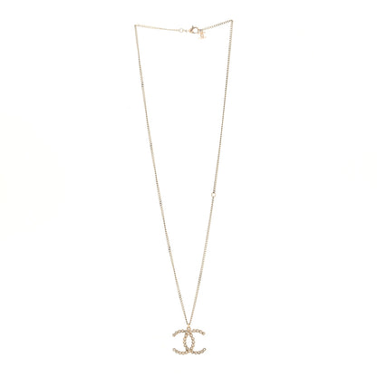 Chanel Crystal CC Pendant Necklace Gold 2 of 3