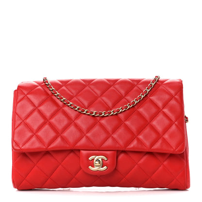 Chanel Lambskin Quilted Clutch With Chain Flap Red 1 of 11