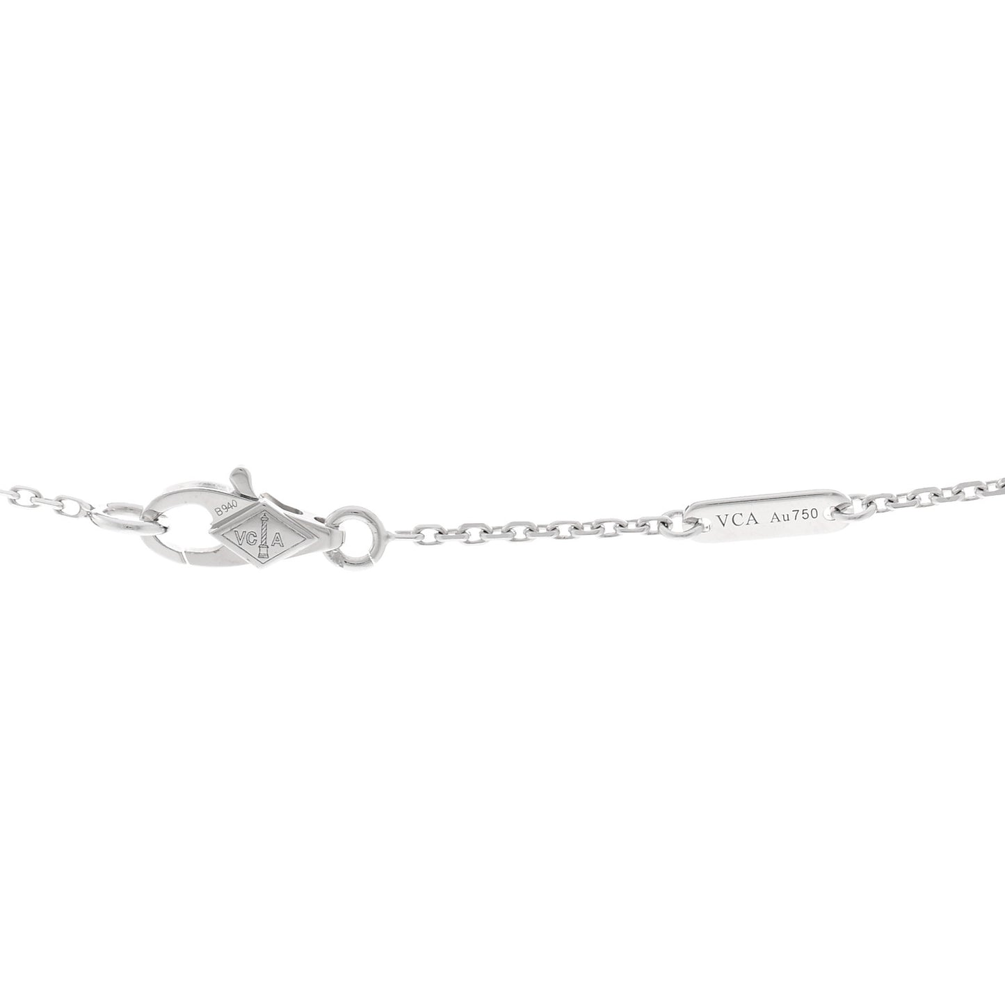 18K White Gold Diamond Sweet Alhambra Pendant Necklace