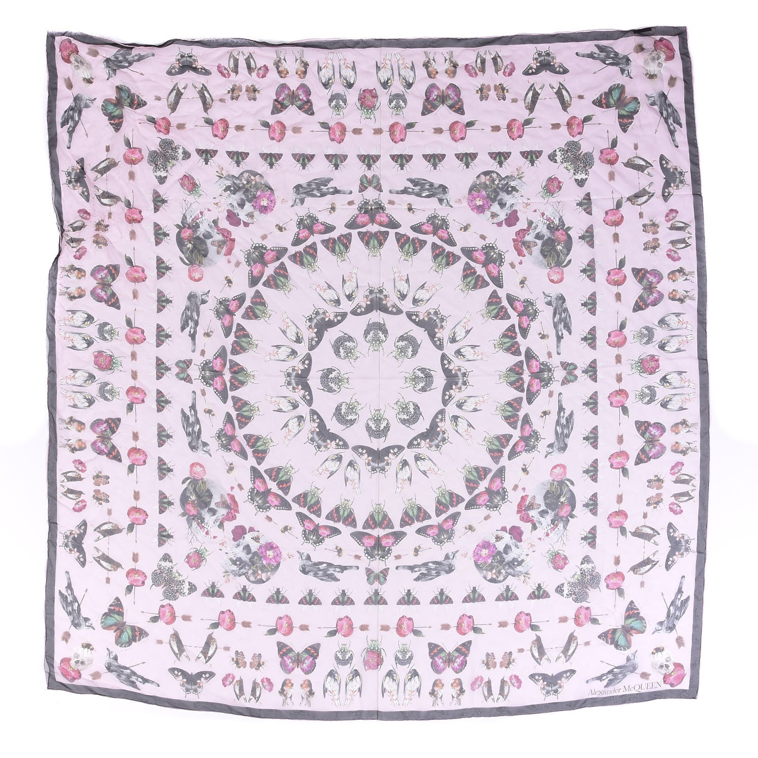 Alexander McQueen Silk Chiffon Butterfly Scarf Pink Multicolor 2 of 6