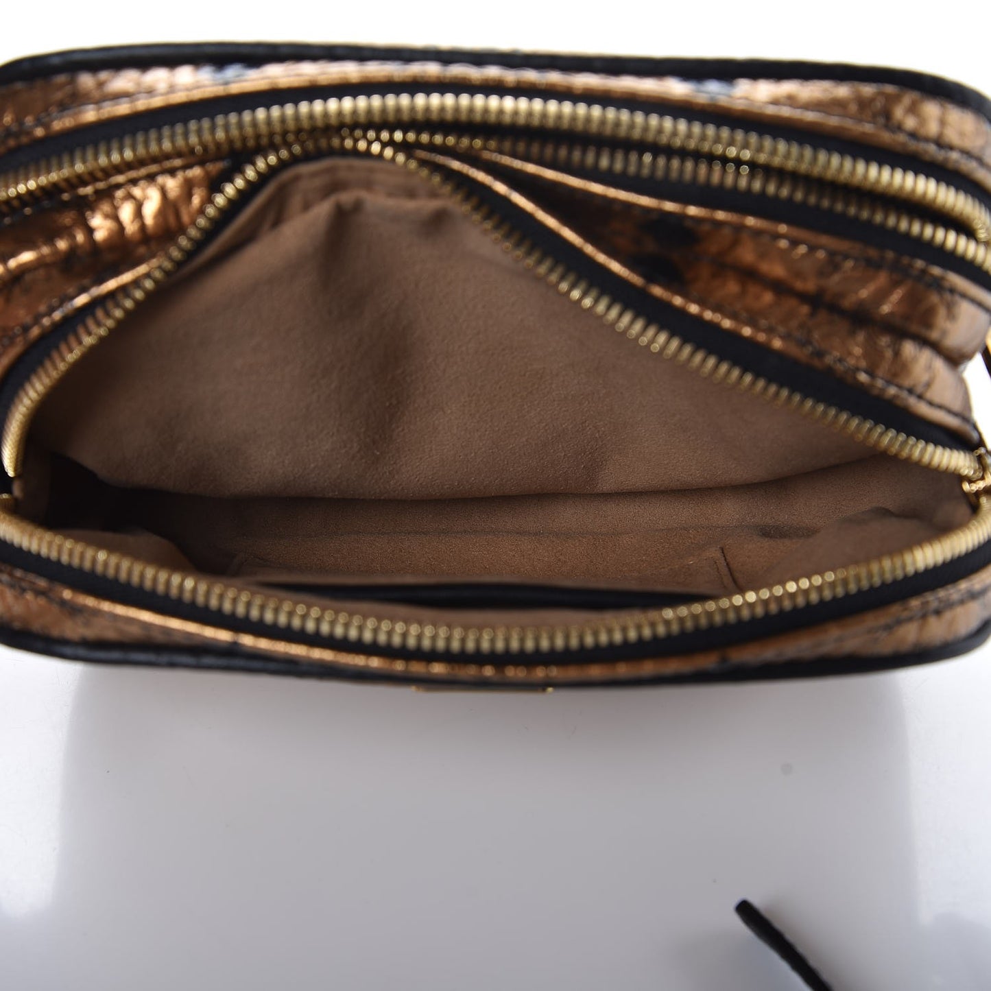 Metallic Visetos Camera Crossbody Bag Gold