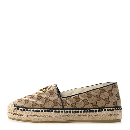 Gucci Monogram Matelasse Diagonal GG Marmont Espadrilles 39.5 Beige Ebony Black 1 of 12