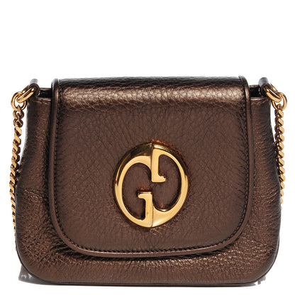 Gucci Metallic Pebbled Calfskin Small 1973 Chain Shoulder Bag Winter Leaf 1 of 9