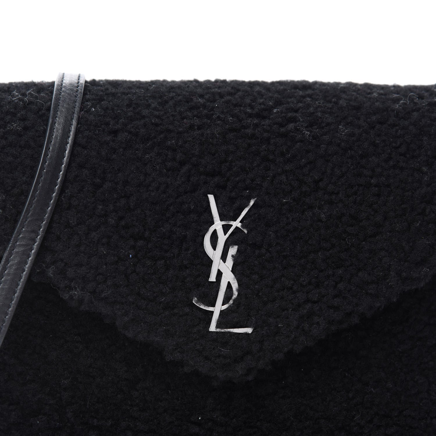 Saint Laurent Shearling Toy Loulou Shoulder Bag Black 11 of 11