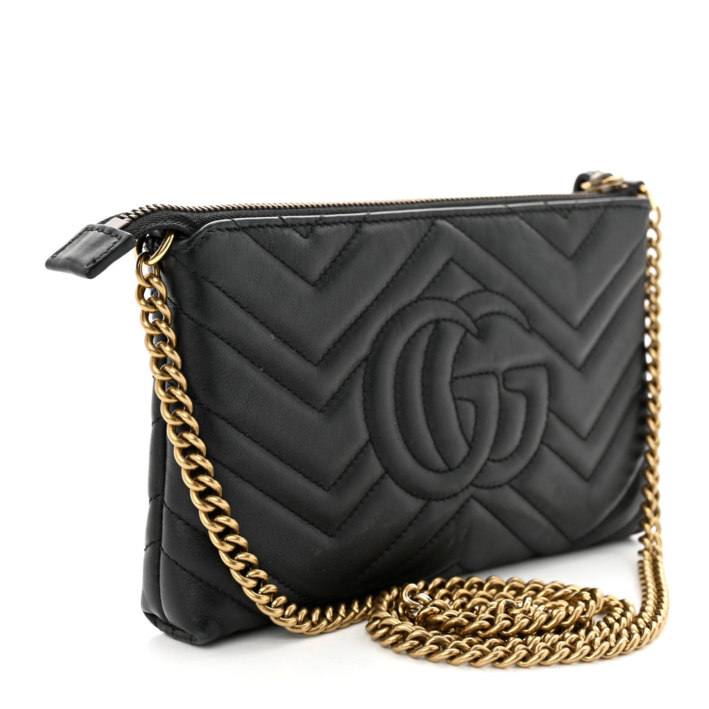 Calfskin Matelasse Mini GG Marmont Chain Bag Black