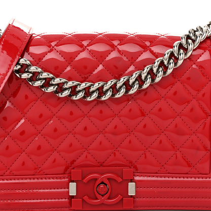 Chanel Patent Calfskin Quilted Medium Plexiglass Boy Flap Red 8 of 12