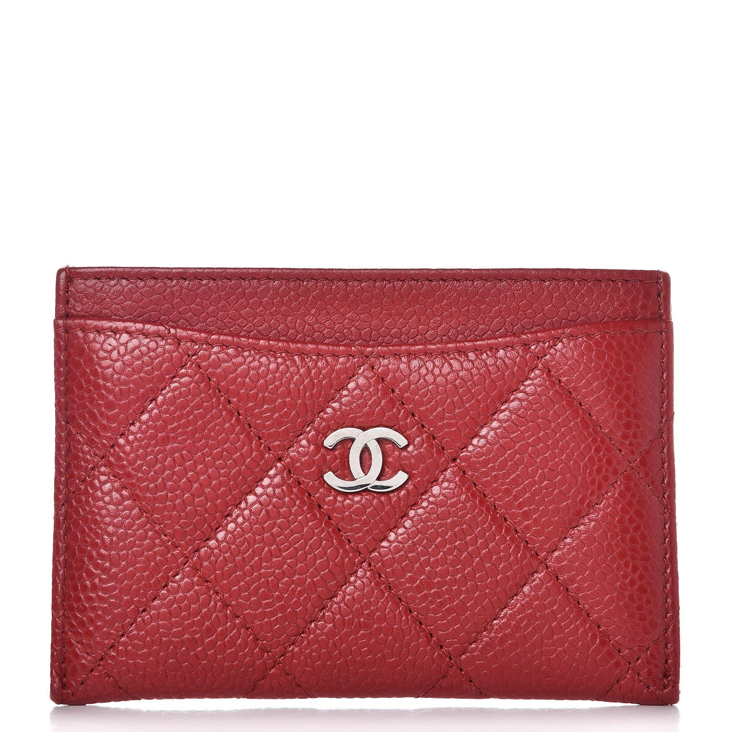 Chanel Caviar Quilted Card Holder Red 1 of 9