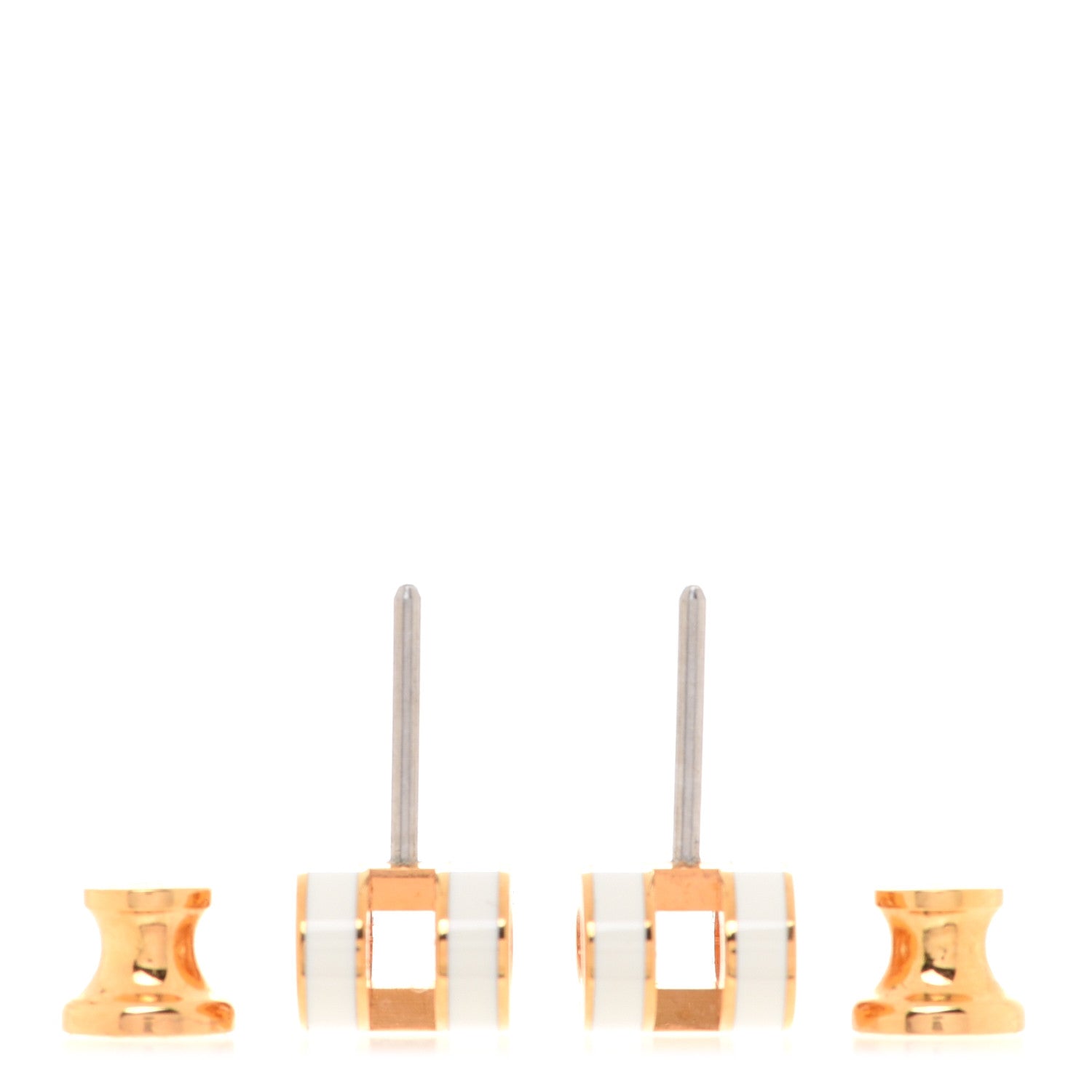 Hermes Gold Lacquered Mini Pop H Earrings White 3 of 7