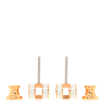 Hermes Gold Lacquered Mini Pop H Earrings White 3 of 7