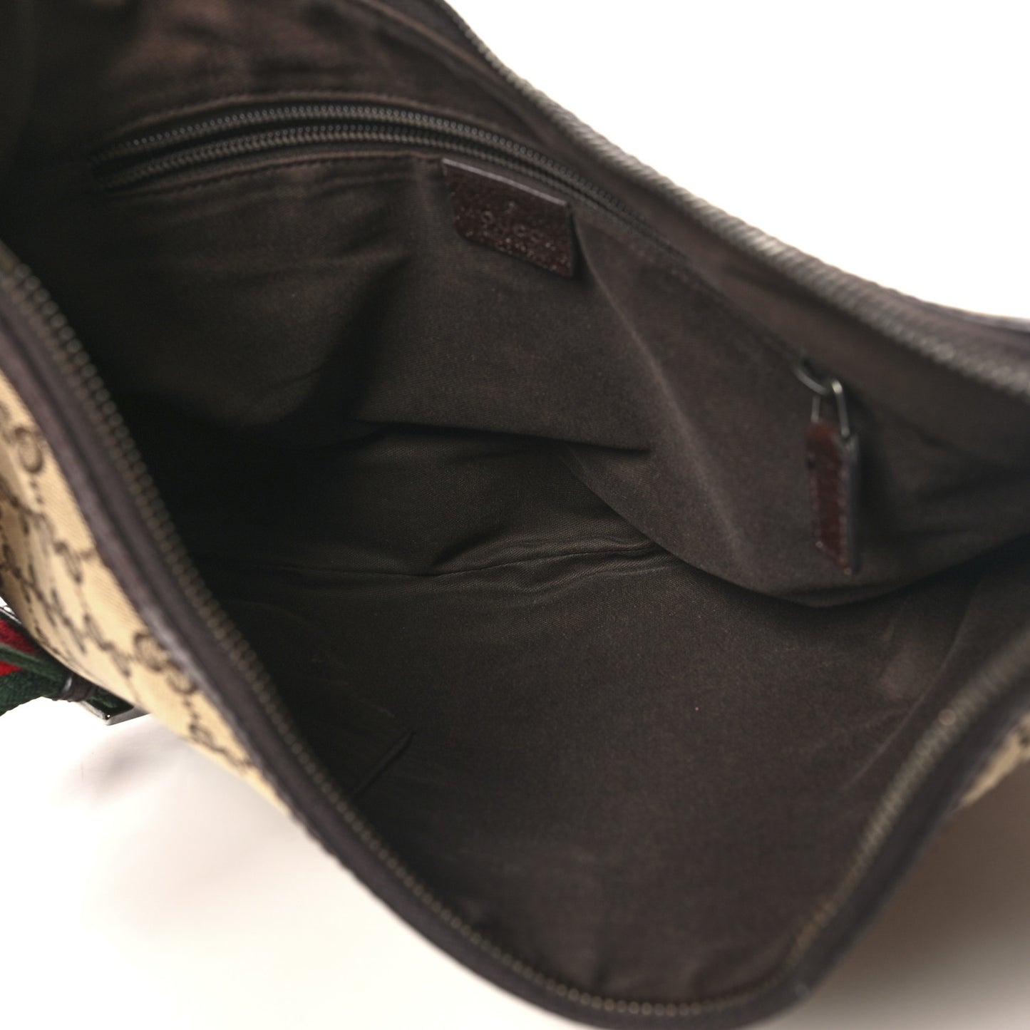 Monogram Web Medium Half Moon Hobo Dark Brown