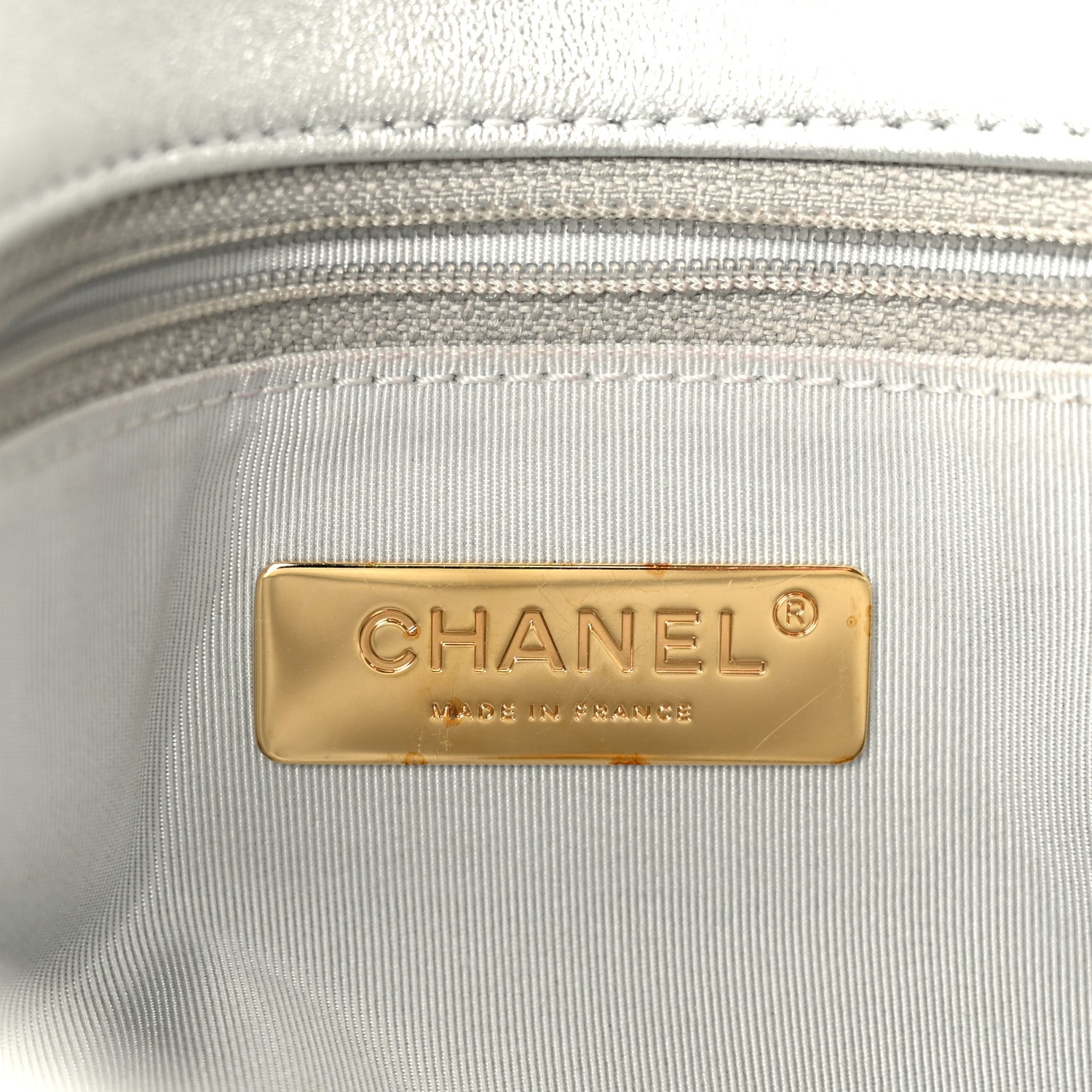 Chanel Metallic Lambskin Quilted Medium Chanel 19 Flap Silver 6 of 10