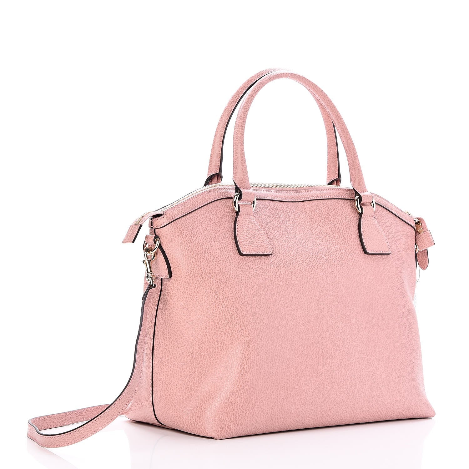 Gucci Dollar Calfskin Large GG Charm Dome Satchel Tote Soft Pink 3 of 7