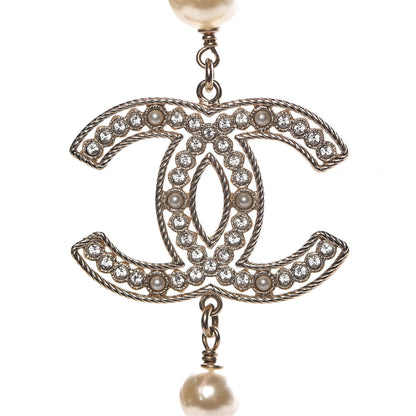 Chanel Pearl Crystal CC Long Necklace Gold 5 of 6