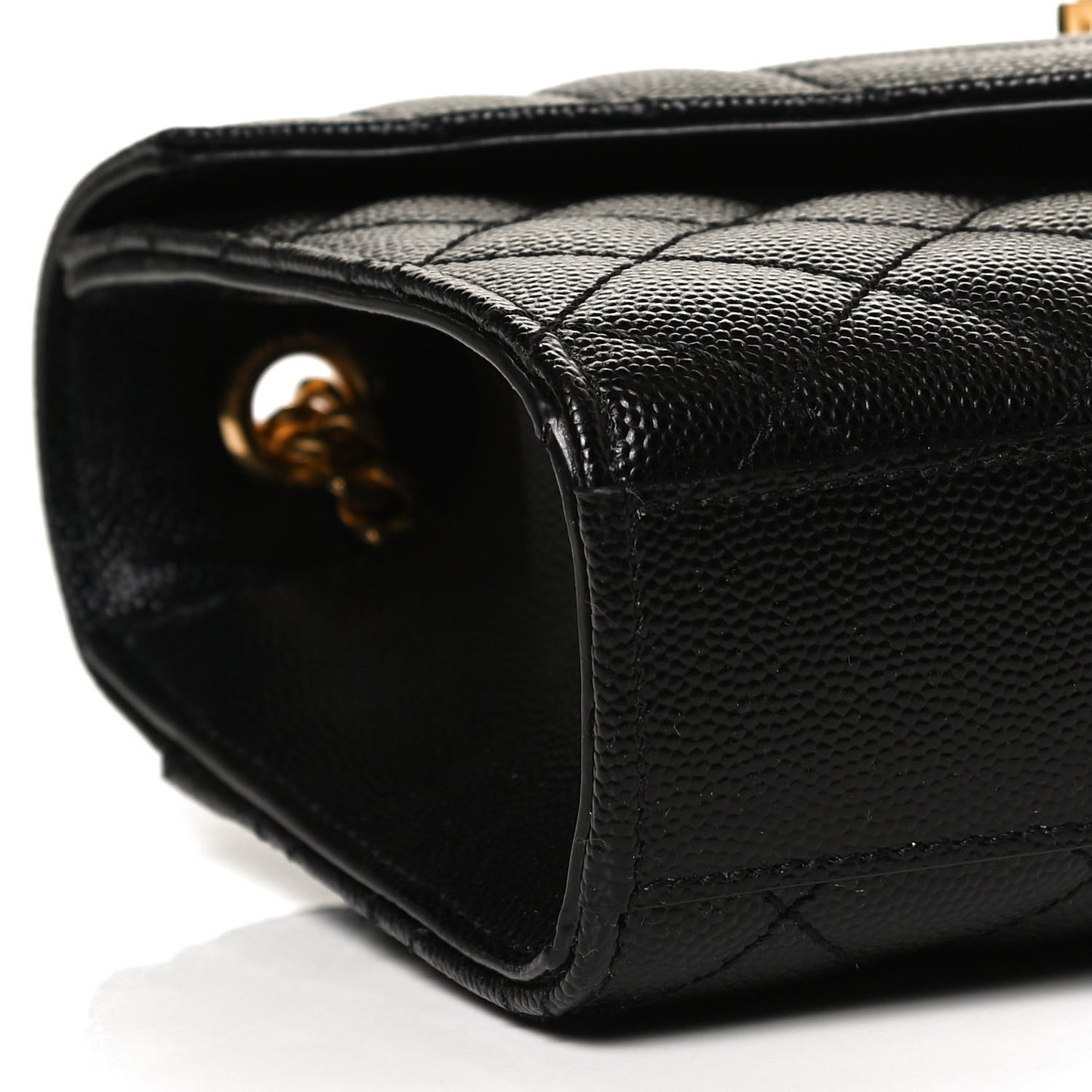 Grain De Poudre Textured Mixed Matelasse Triquilt Small Monogram Satchel Black