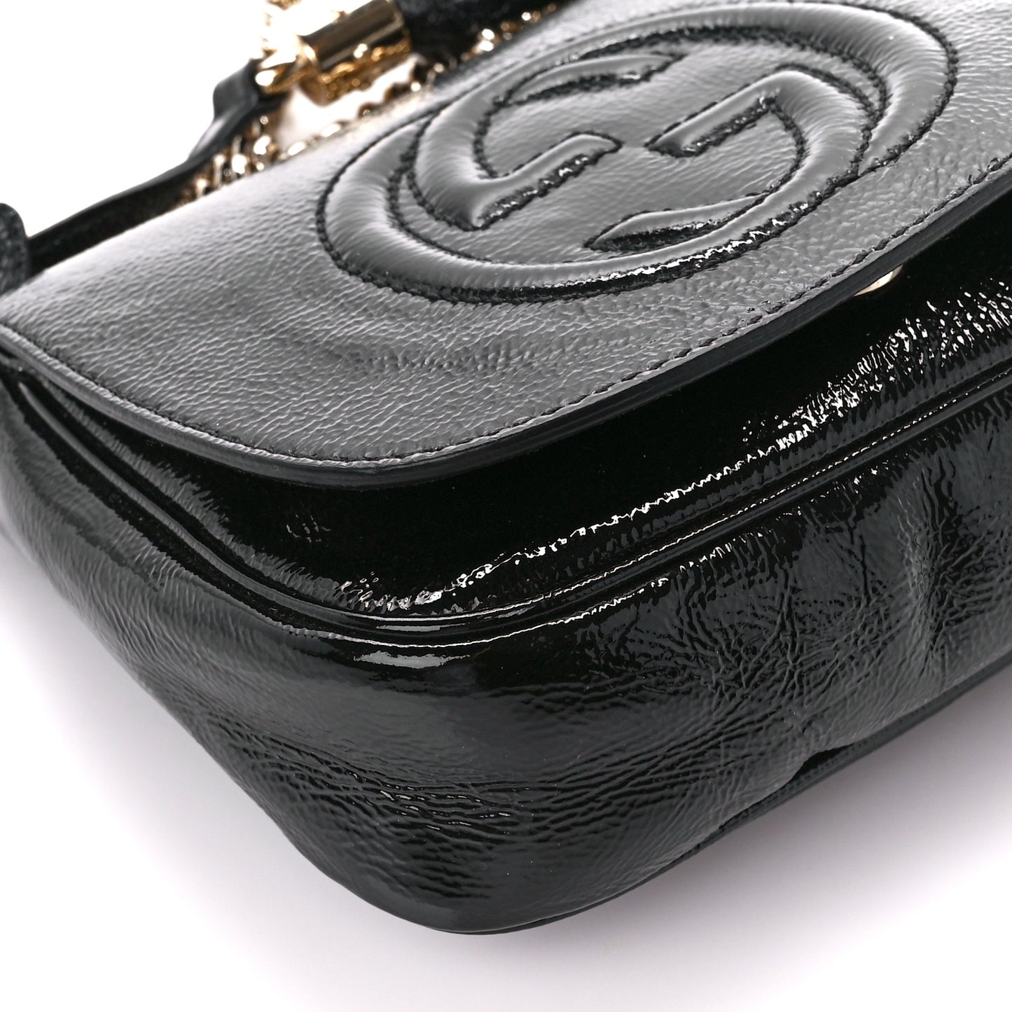 Vernice Naplack Small Soho Flap Crossbody Black
