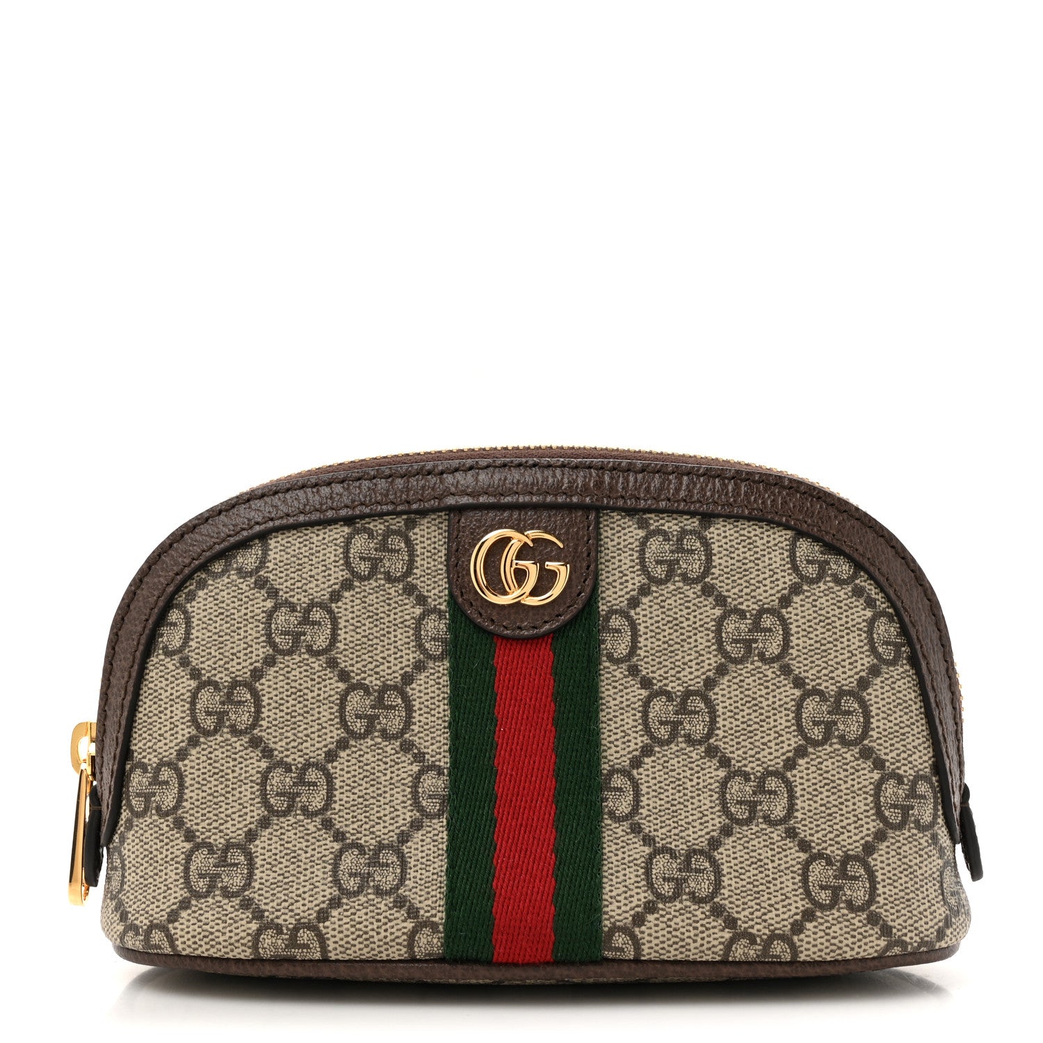 Gucci GG Supreme Monogram Textured Calfskin Web Medium Ophidia Cosmetic Case Beige Ebony New Acero 1 of 7