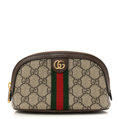 Gucci GG Supreme Monogram Textured Calfskin Web Medium Ophidia Cosmetic Case Beige Ebony New Acero 1 of 7