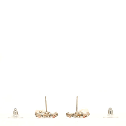 Chanel Pearl Crystal CC Charm Drop Earrings Light Gold Pink 3 of 4