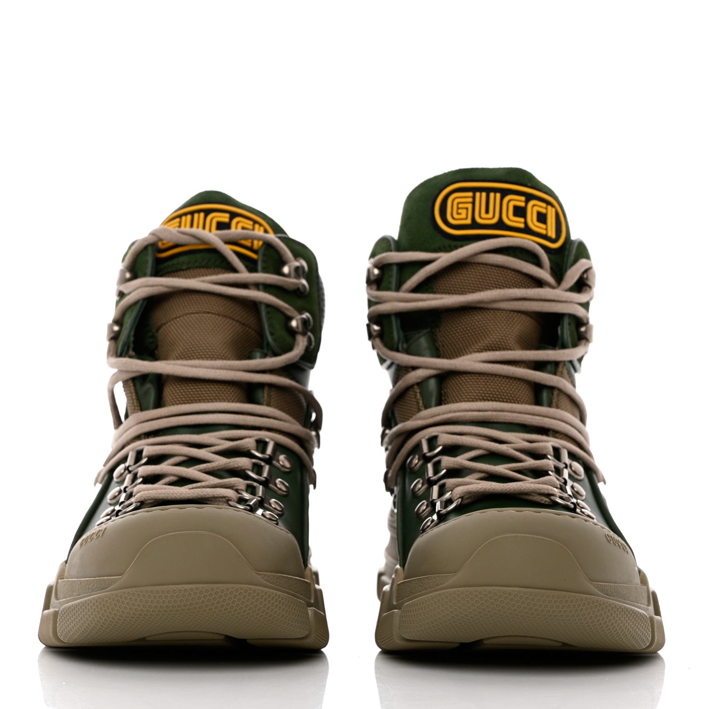 X SEGA Calfskin Suede Technical Canvas Womens Flashtrek High-Top Sneakers 39.5 Olive Green Ardesia
