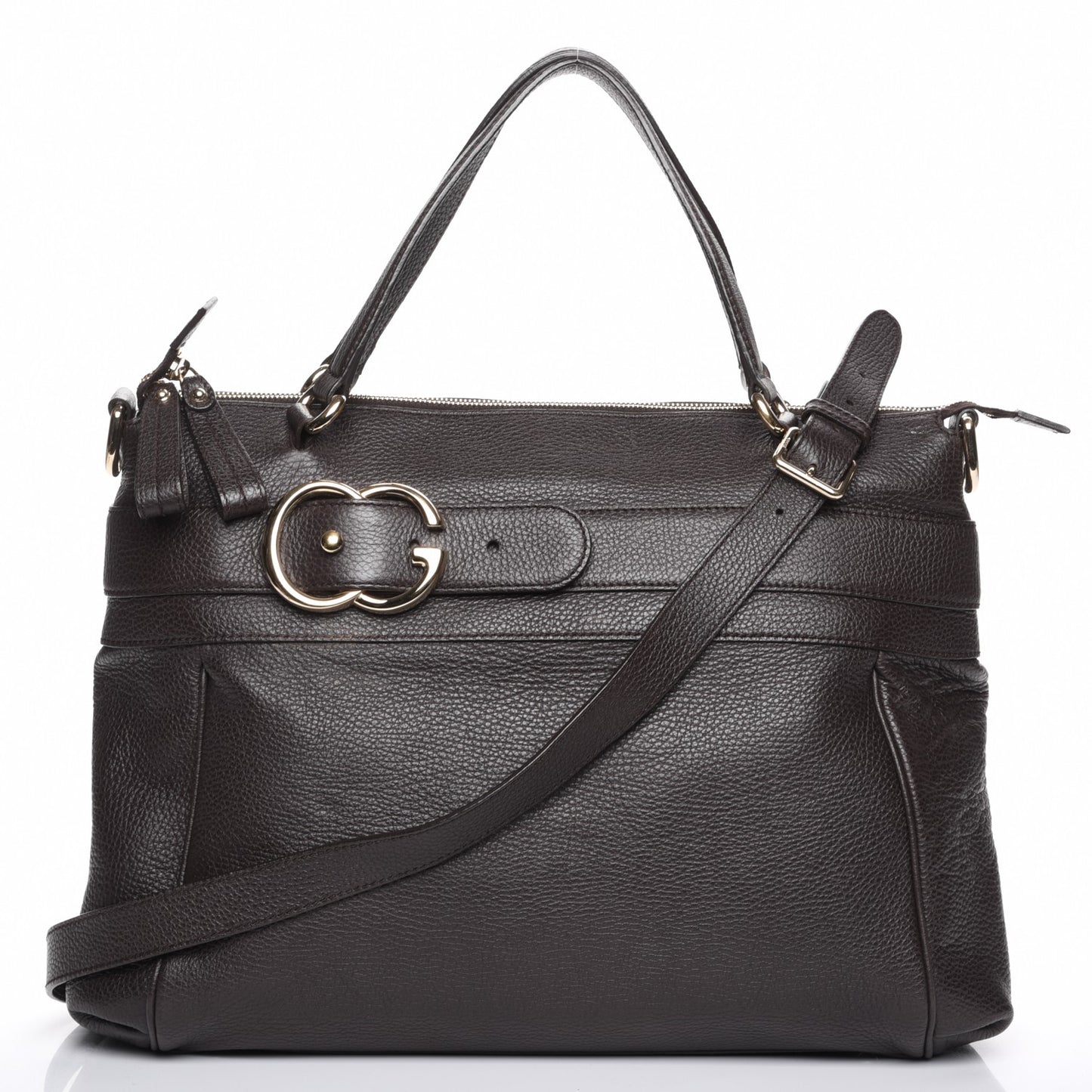 Pebbled Calfskin Broadway Tote Dark Brown