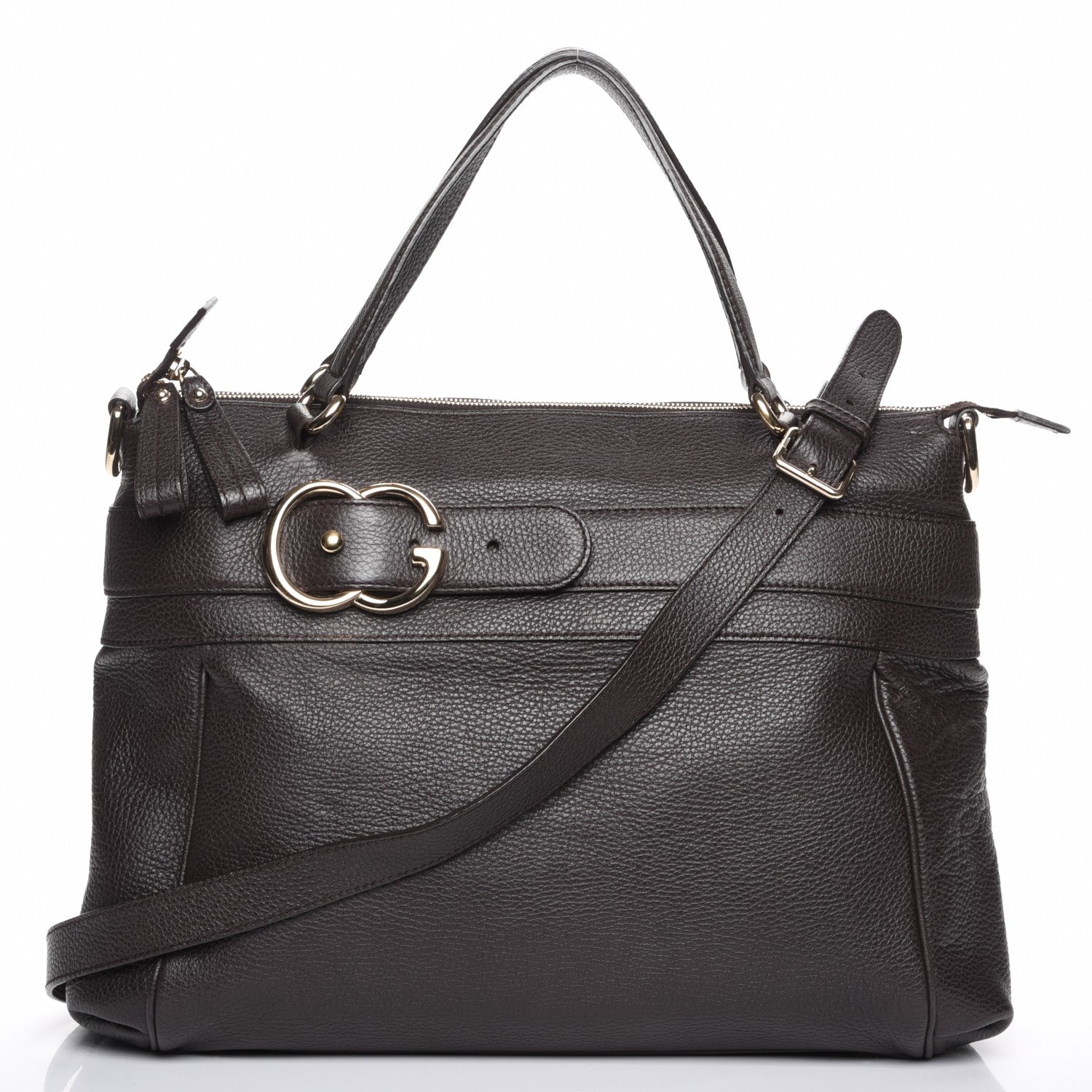 Gucci Pebbled Calfskin Broadway Tote Dark Brown 1 of 8