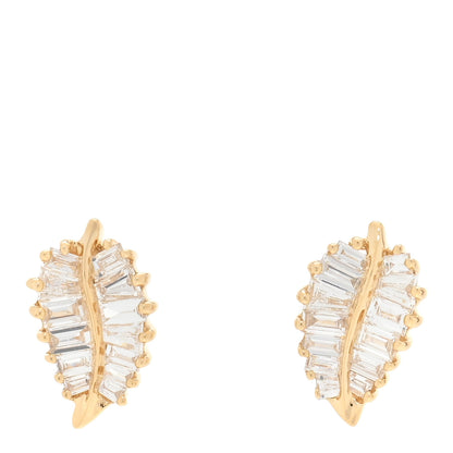 Anita Ko 18K Yellow Gold Diamond Small Palm Leaf Earrings 1 of 4
