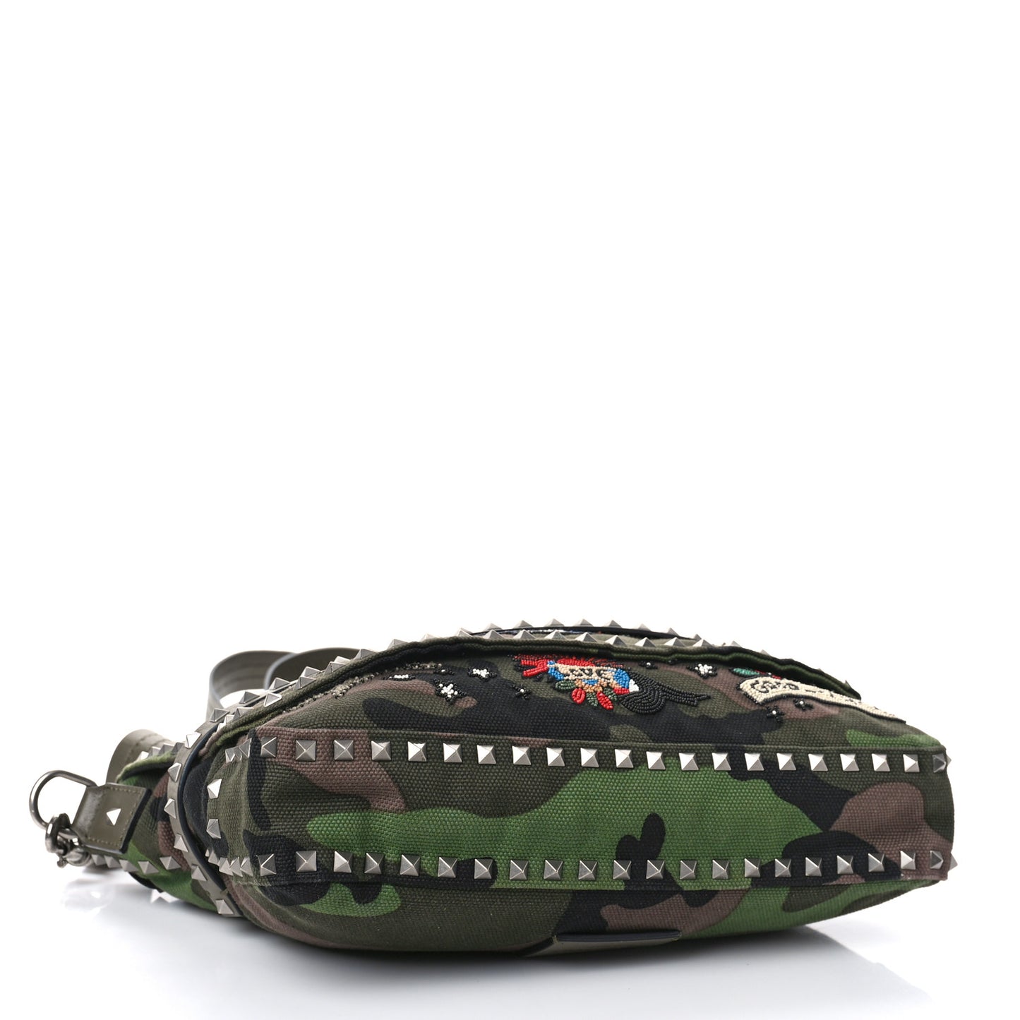 Canvas Camouflage Tattoo Beaded Rockstud Messenger Bag Army Green Brushwood