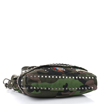 Valentino Garavani Canvas Camouflage Tattoo Beaded Rockstud Messenger Bag Army Green Brushwood 4 of 8
