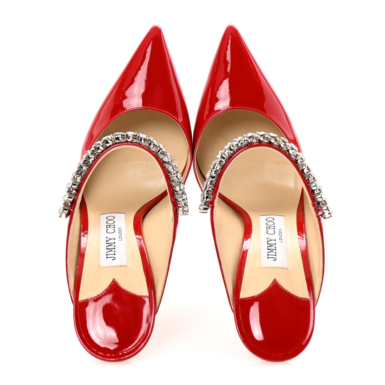 Jimmy Choo Patent Crystal Bing 100 Pumps 38 Red 2 of 9