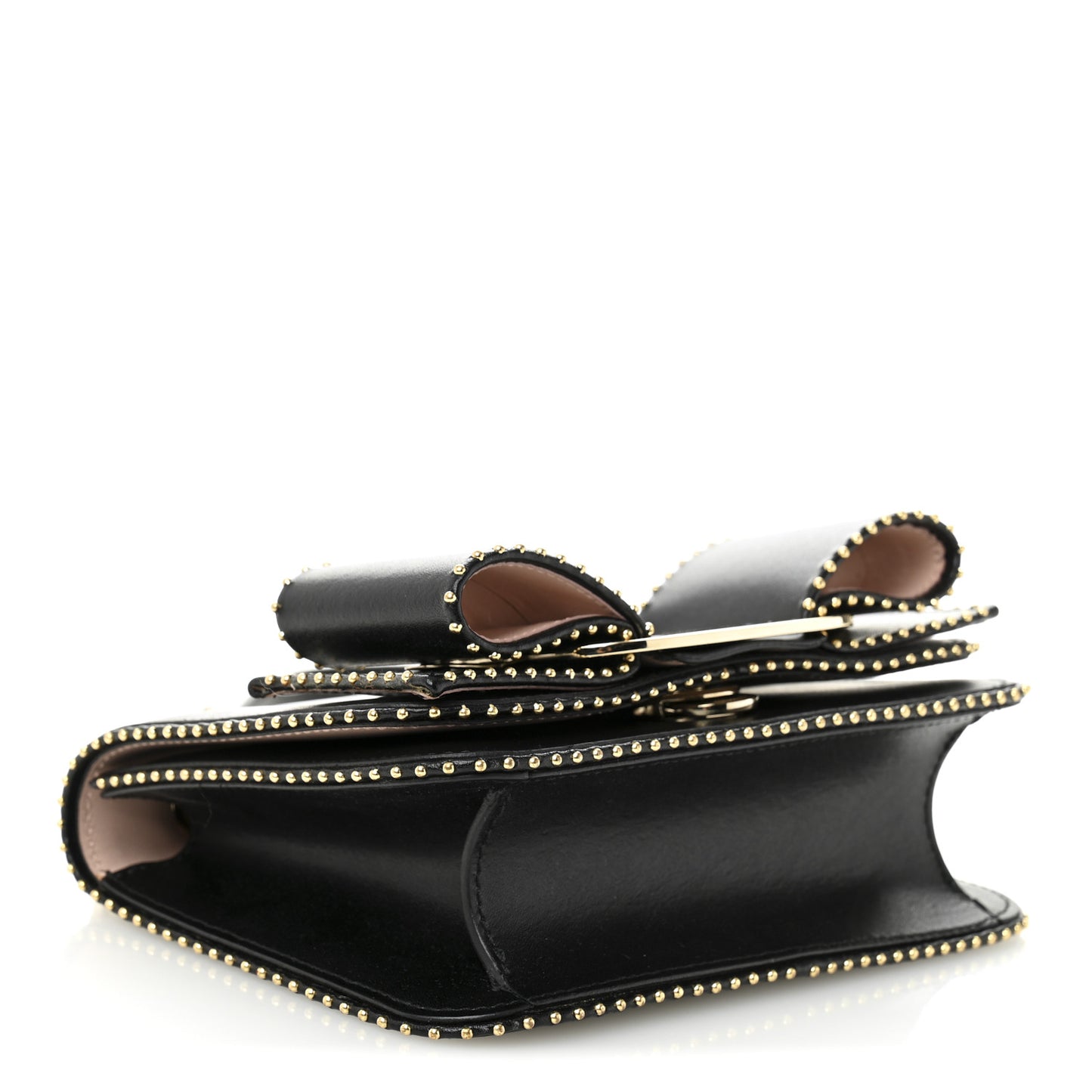 Calfskin Studded Mini Vara Bow Rainbow Crossbody Bag Black