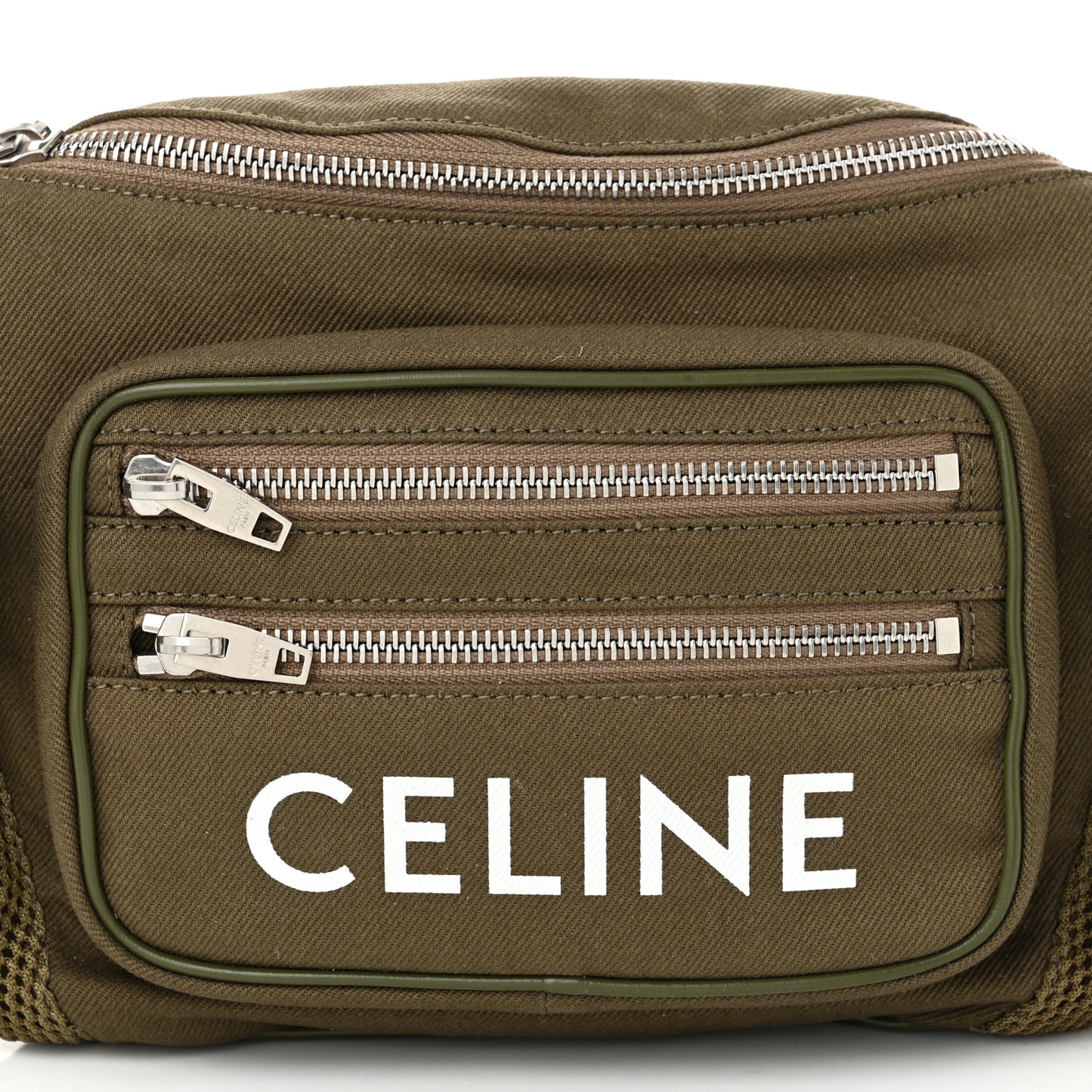 Cotton Gabardine Logo Print Trekking Belt Bag Khaki
