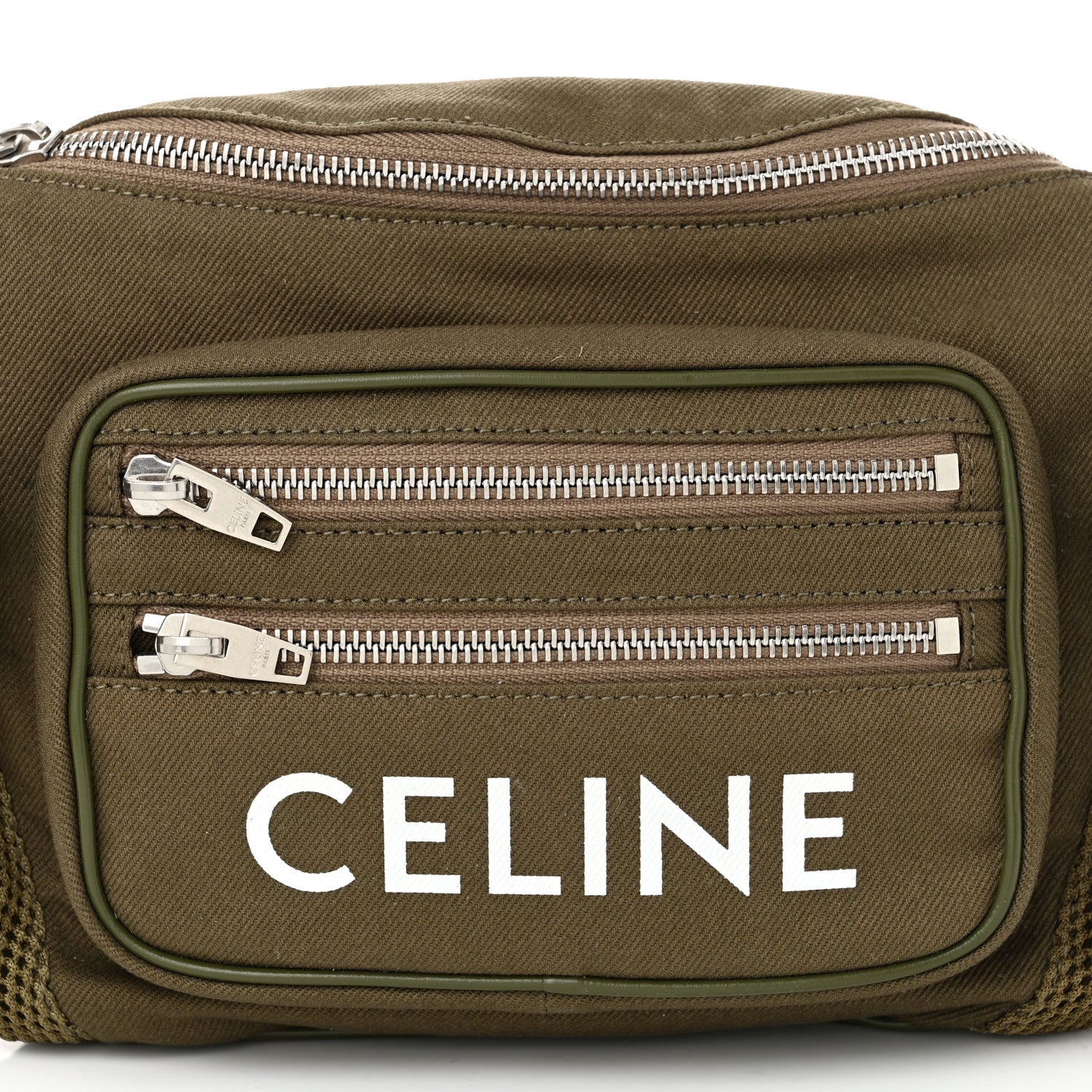 Celine Cotton Gabardine Logo Print Trekking Belt Bag Khaki 6 of 9