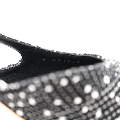 Chanel Tweed Grosgrain Cap Toe CC Slingback Pumps 39 Black Silver White 8 of 9